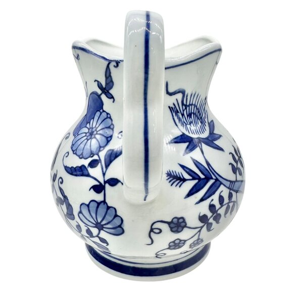 Vintage Seymour Mann China Blue Fine Porcelain Pitcher Floral Patterns Scalloped - Picture 3 of 7